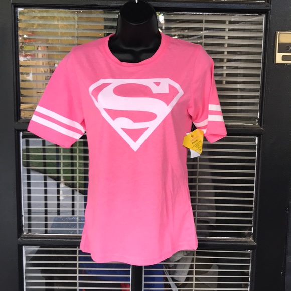 pink superman t shirt